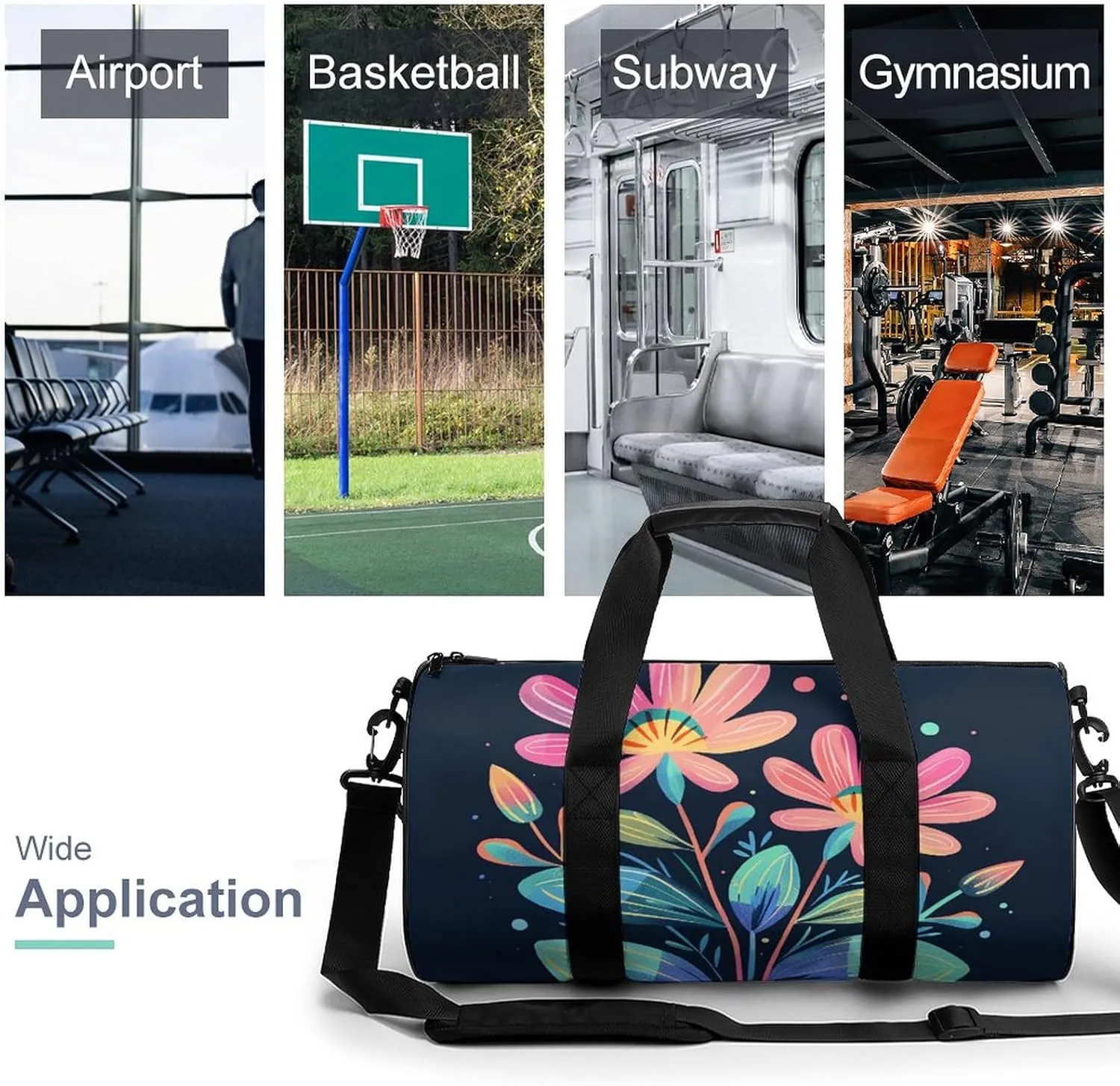 Travel Duffel Bag for Men And Women,Red And Green Leaves Waterproof Sports Fitness Bag Portable Travel Duffel Bag