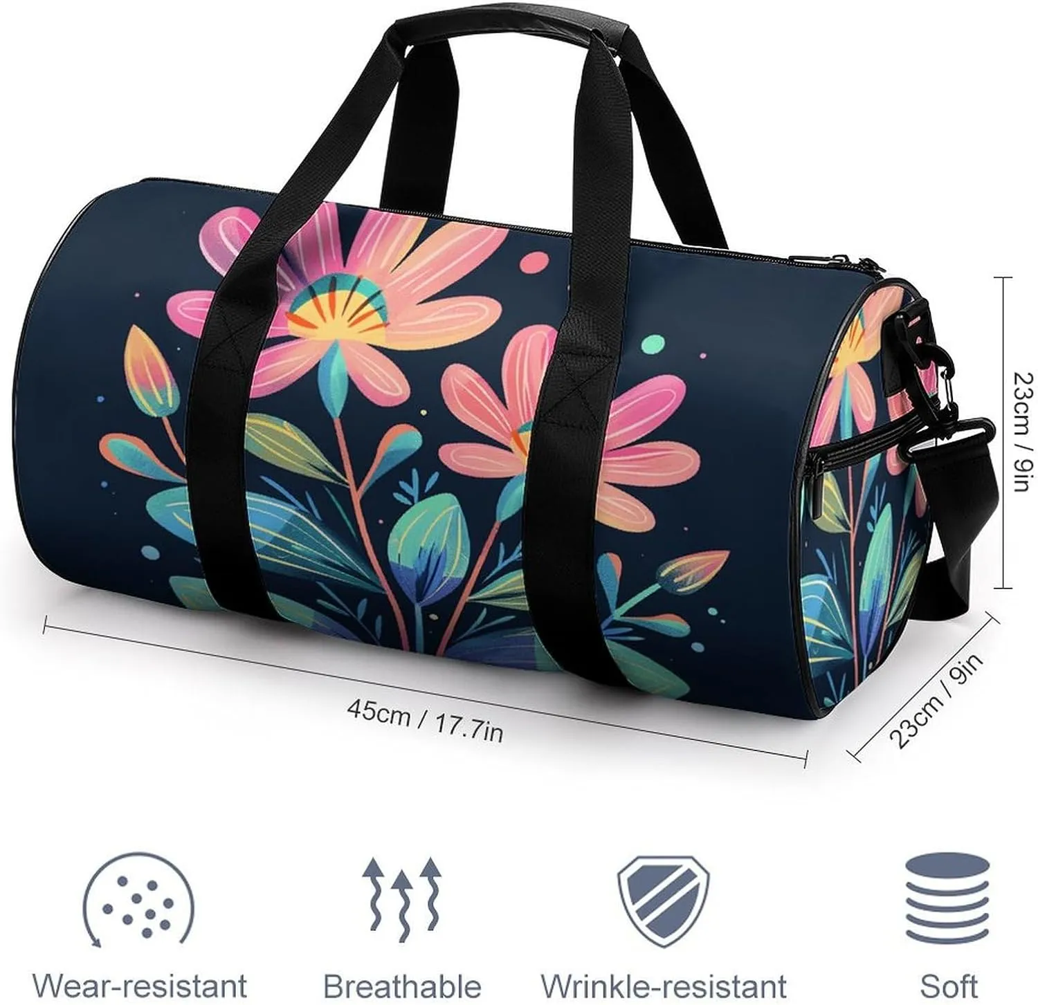 Travel Duffel Bag for Men And Women,Red And Green Leaves Waterproof Sports Fitness Bag Portable Travel Duffel Bag
