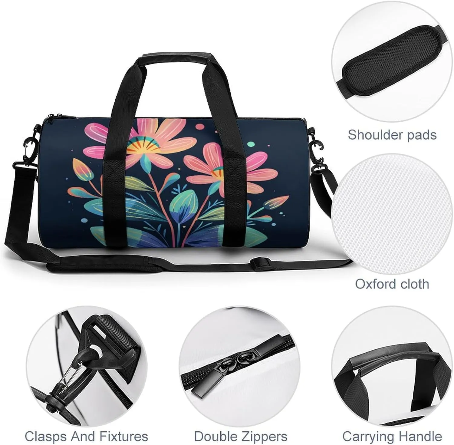 Travel Duffel Bag for Men And Women,Red And Green Leaves Waterproof Sports Fitness Bag Portable Travel Duffel Bag