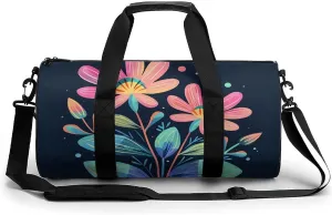 Travel Duffel Bag for Men And Women,Red And Green Leaves Waterproof Sports Fitness Bag Portable Travel Duffel Bag
