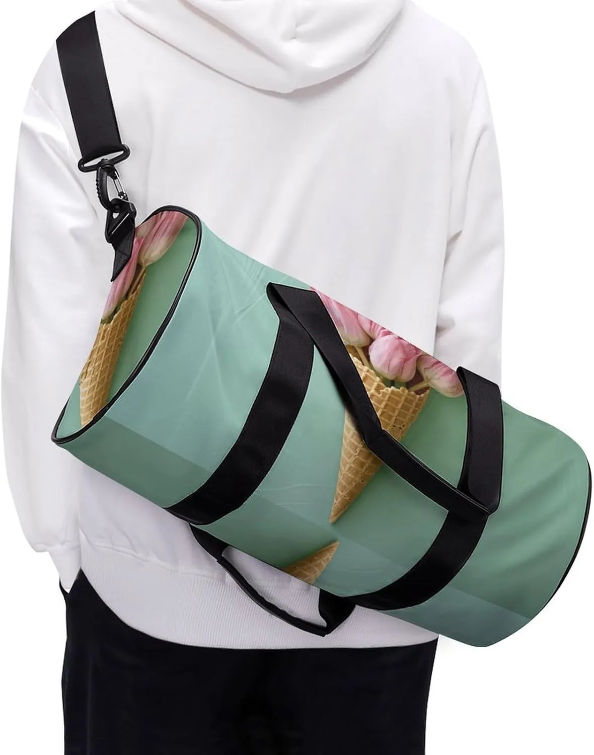 Travel Duffel Bag for Men And Women,Red Tulip Petals Waterproof Sports Fitness Bag Portable Travel Duffel Bag, 17.7in/9in/9in