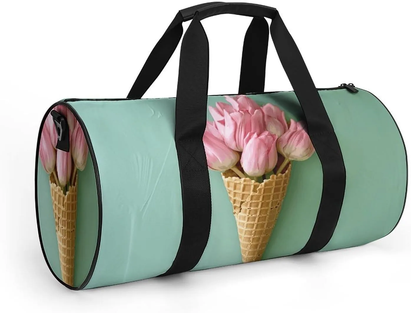 Travel Duffel Bag for Men And Women,Red Tulip Petals Waterproof Sports Fitness Bag Portable Travel Duffel Bag, 17.7in/9in/9in