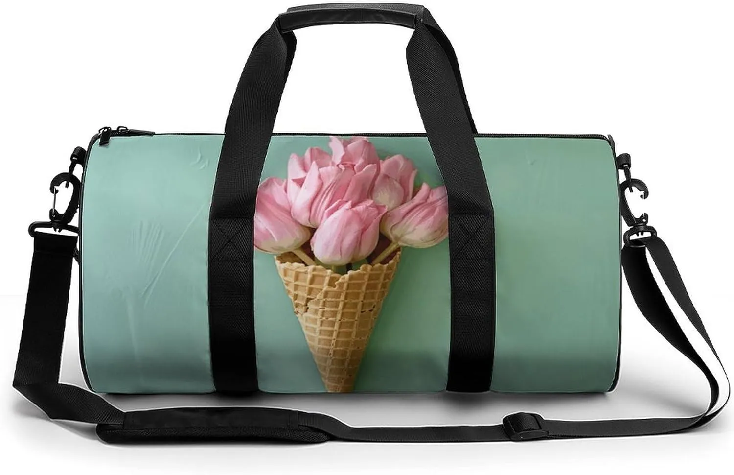 Travel Duffel Bag for Men And Women,Red Tulip Petals Waterproof Sports Fitness Bag Portable Travel Duffel Bag, 17.7in/9in/9in