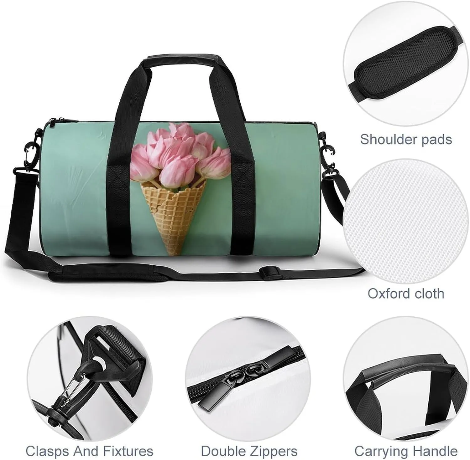 Travel Duffel Bag for Men And Women,Red Tulip Petals Waterproof Sports Fitness Bag Portable Travel Duffel Bag, 17.7in/9in/9in
