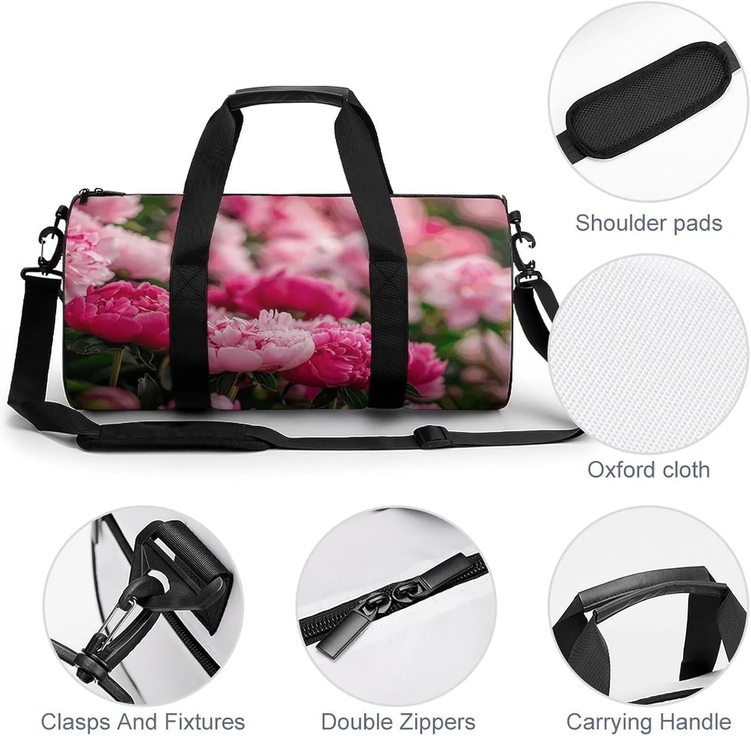 Travel Duffel Bag for Men And Women,There Are Many Flowers Waterproof Sports Fitness Bag Portable Travel Duffel Bag