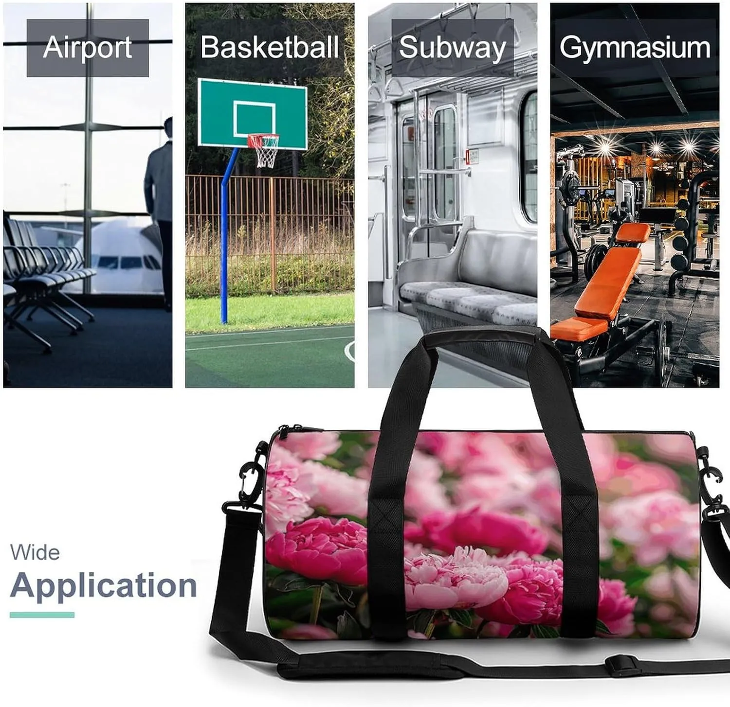 Travel Duffel Bag for Men And Women,There Are Many Flowers Waterproof Sports Fitness Bag Portable Travel Duffel Bag