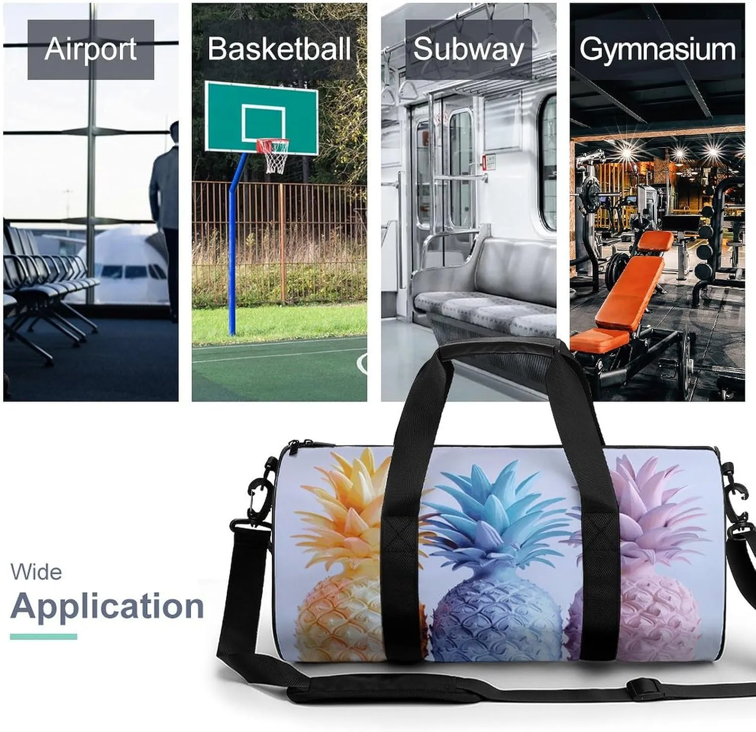 Travel Duffel Bag for Men And Women,Three Stained Glass Waterproof Sports Fitness Bag Portable Travel Duffel Bag