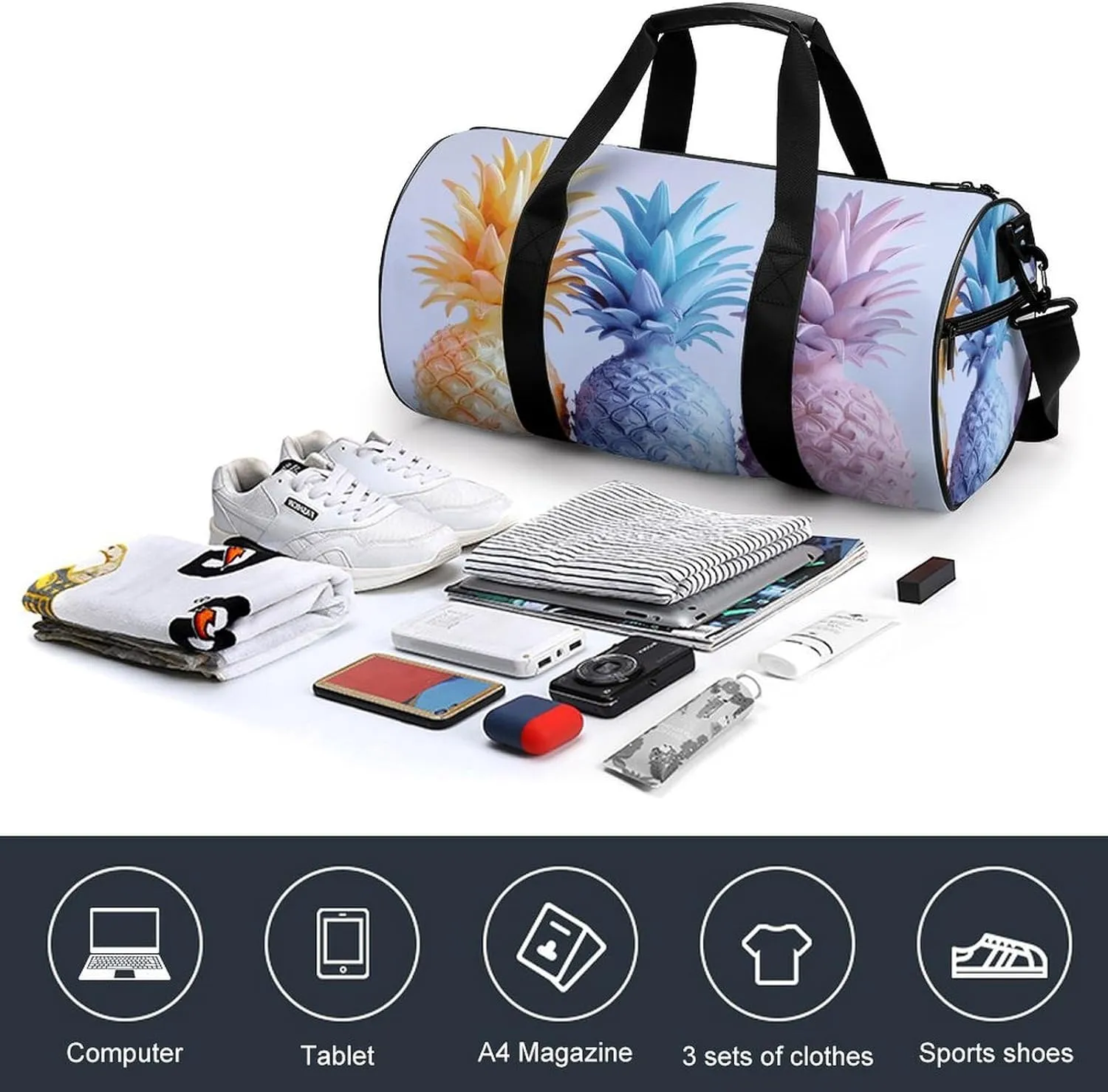 Travel Duffel Bag for Men And Women,Three Stained Glass Waterproof Sports Fitness Bag Portable Travel Duffel Bag