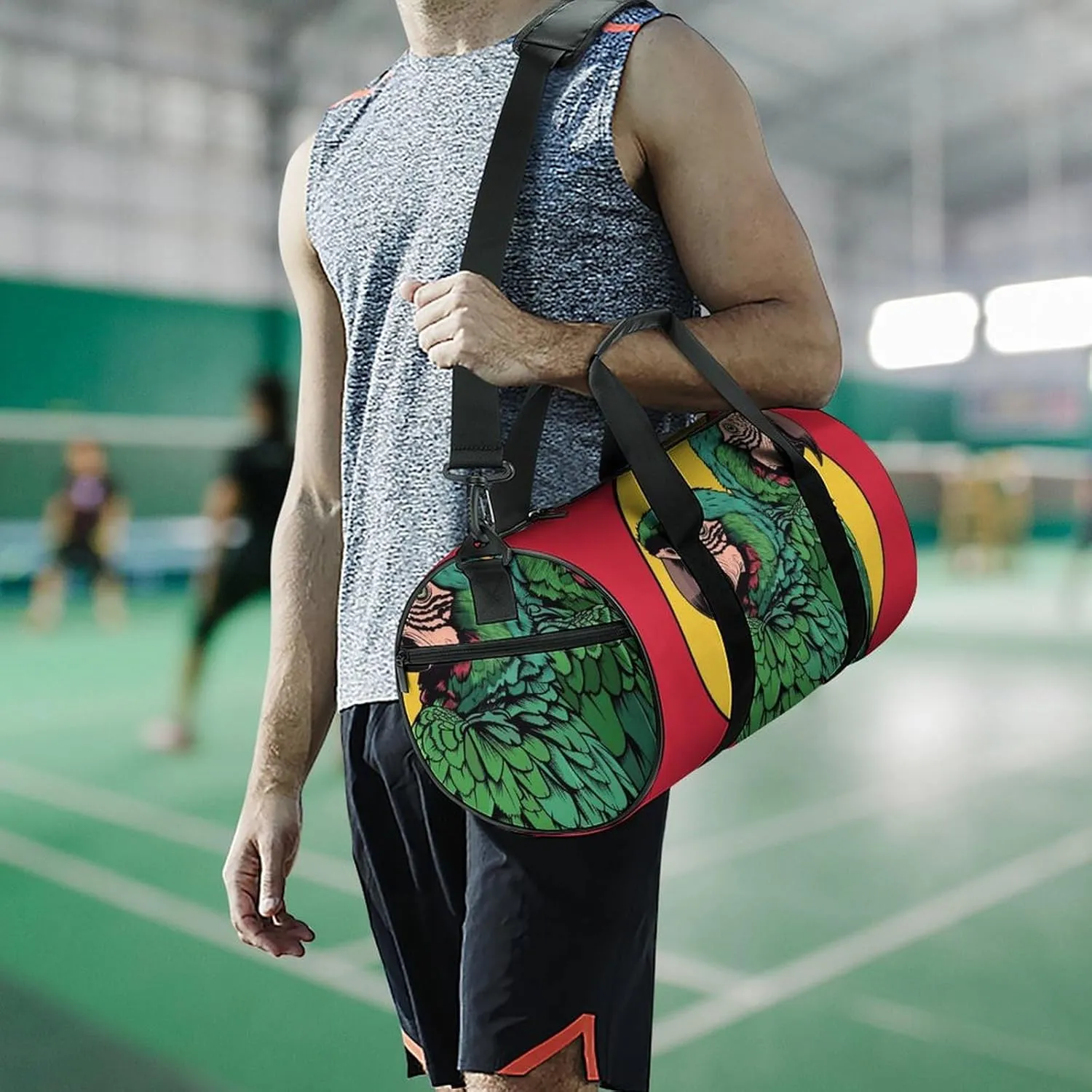 Travel Duffel Bag for Men And Women,Two Red Parrots Waterproof Sports Fitness Bag Portable Travel Duffel Bag