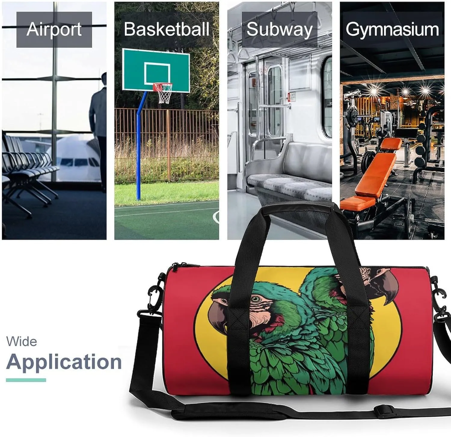 Travel Duffel Bag for Men And Women,Two Red Parrots Waterproof Sports Fitness Bag Portable Travel Duffel Bag