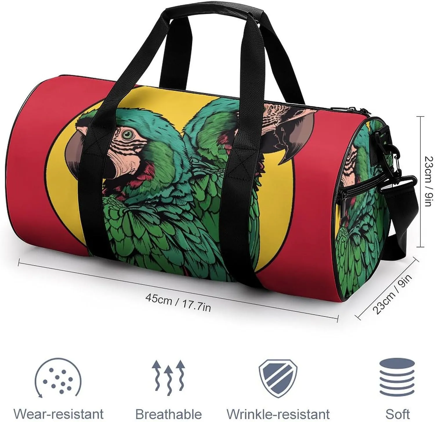 Travel Duffel Bag for Men And Women,Two Red Parrots Waterproof Sports Fitness Bag Portable Travel Duffel Bag