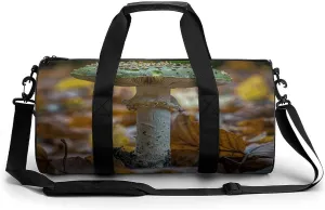 Travel Duffel Bag for Men And Women,White Striped Mushrooms Waterproof Sports Fitness Bag Portable Travel Duffel Bag
