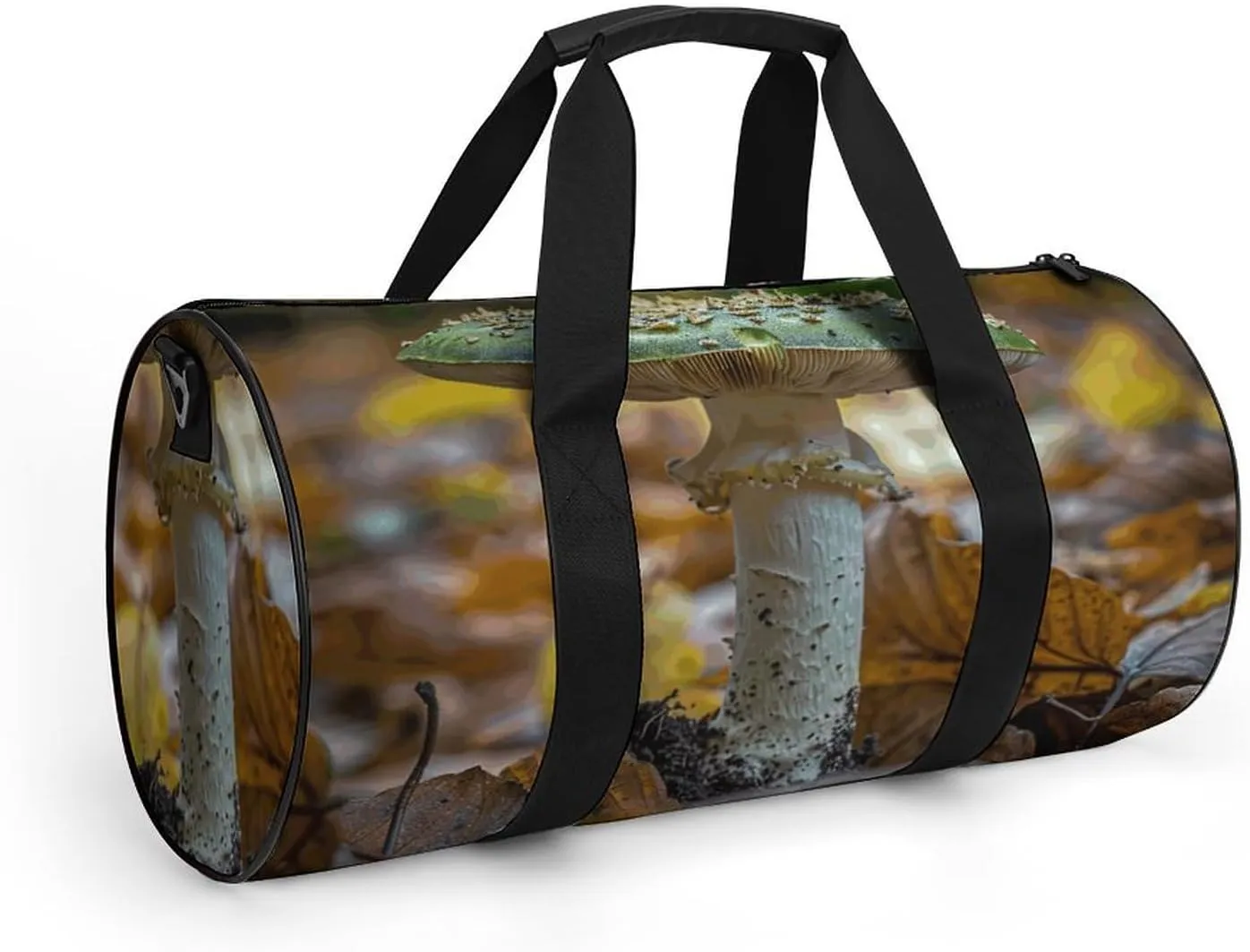 Travel Duffel Bag for Men And Women,White Striped Mushrooms Waterproof Sports Fitness Bag Portable Travel Duffel Bag