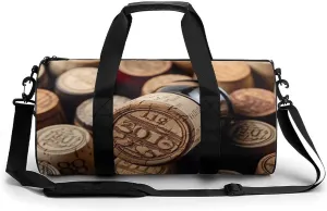 Travel Duffel Bag for Men And Women,Wine Bottle Stopper with Vintage Waterproof Sports Fitness Bag Portable Travel Duffel Bag, 17.7in/9in/9in