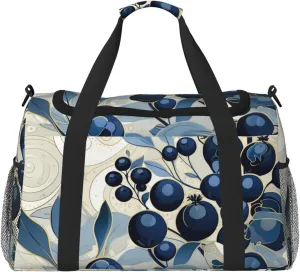 Travel Duffel Bag Lightweight Waterproof Carry On Tote Bag Foldable Weekender Overnight Bags Field Of Blueberries Sport Gym Bag For Women Men