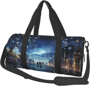 Travel Duffle Bag Lightweight Sports Gym Bag for Men Women Foldable Carry on Weekender Overnight Bag Digital Technology Canvas Sport Duffel Bag for Yoga Business Trip