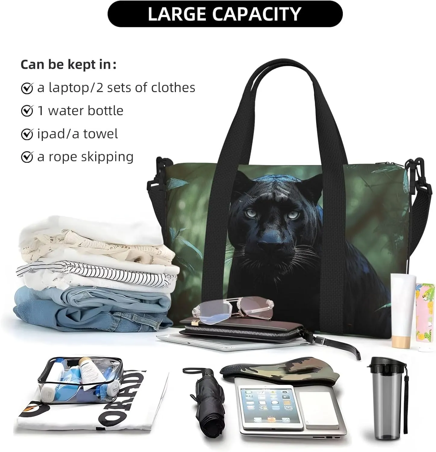 Travel Duffle Bag Weekender Bags for Men Women Adjustable Large Capacity Weekender Overnight Bag Carry On Tote Bags Waterproof Sport Gym Bag for Travel Yoga, Tree Animalâ, One Size
