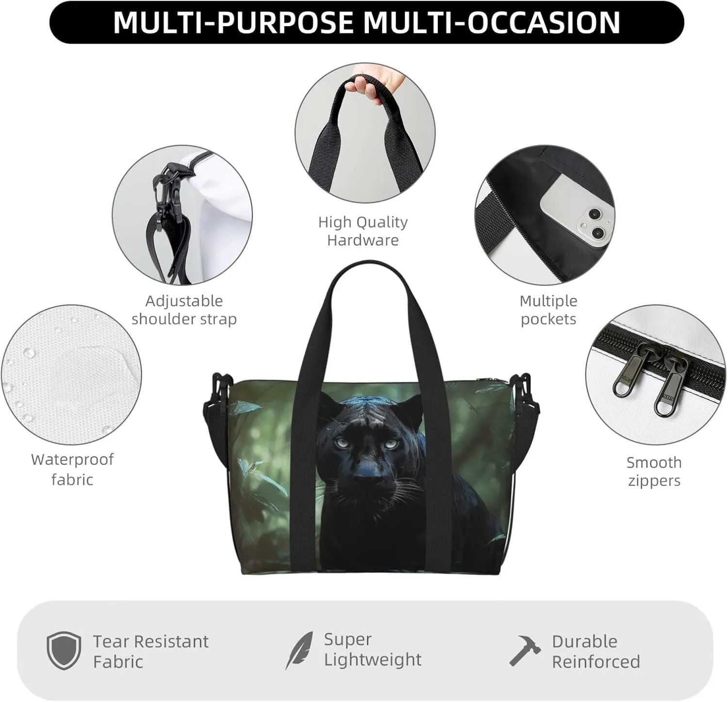 Travel Duffle Bag Weekender Bags for Men Women Adjustable Large Capacity Weekender Overnight Bag Carry On Tote Bags Waterproof Sport Gym Bag for Travel Yoga, Tree Animalâ, One Size