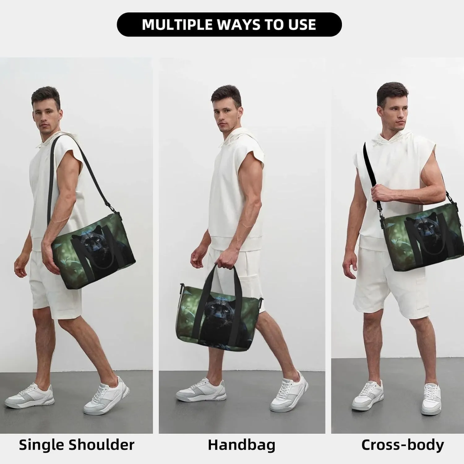 Travel Duffle Bag Weekender Bags for Men Women Adjustable Large Capacity Weekender Overnight Bag Carry On Tote Bags Waterproof Sport Gym Bag for Travel Yoga, Tree Animalâ, One Size