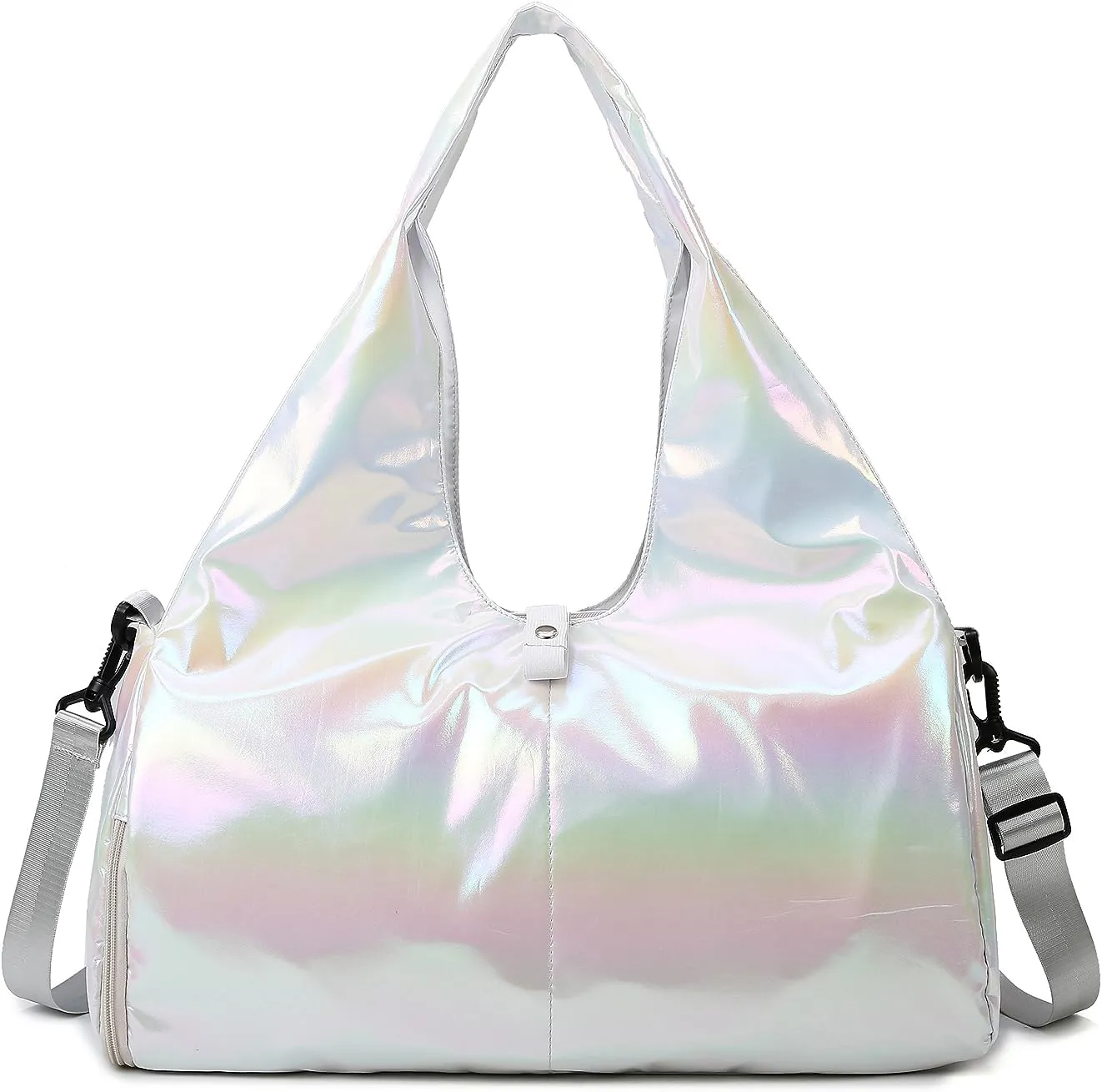 Travel Gym Bag for Women, Waterproof Gym Bag Carry On Weekender Bag with Shoe Compartment & Wet Pocket,Carrying Workout Gear, Makeup and Accessories (White)