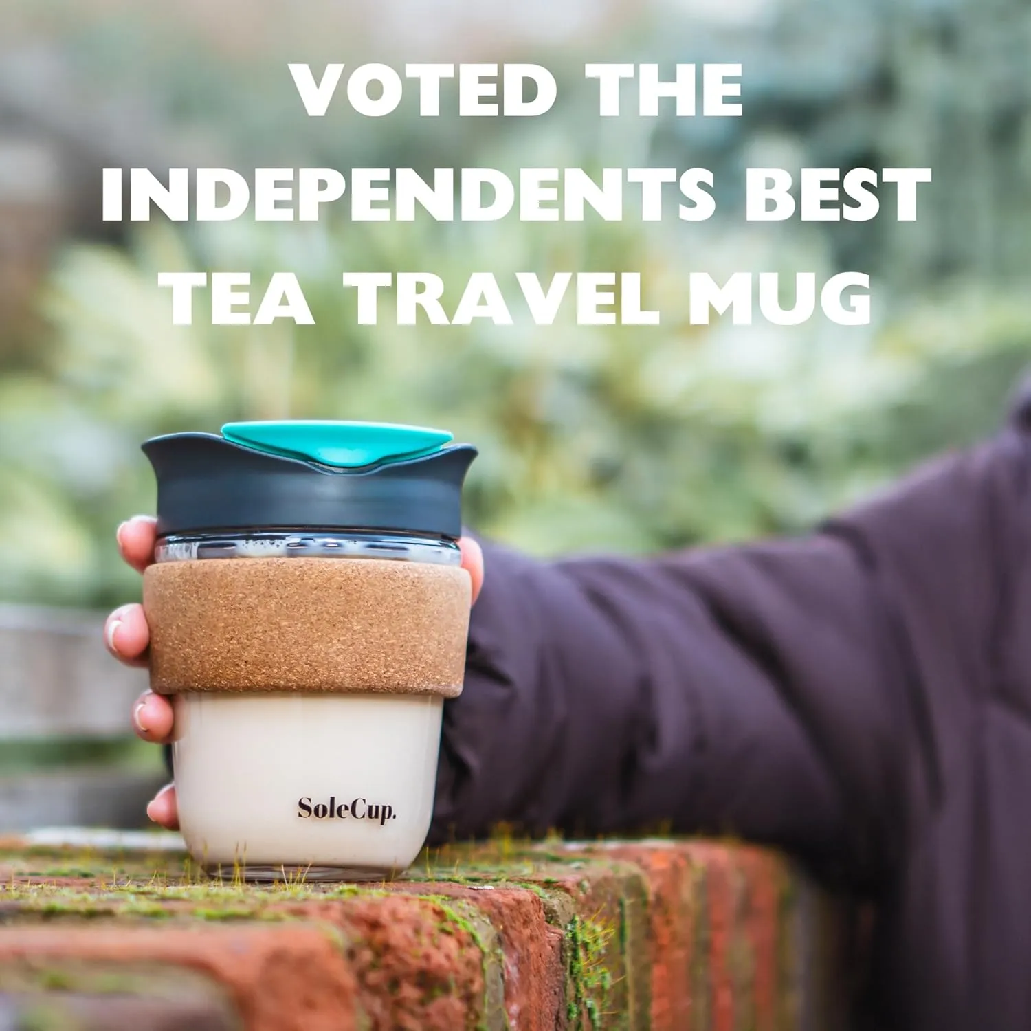 Travel Mug Loose Tea Infuser - Detachable Tea Strainer with Spillproof Lid - BPA-Free Reusable Glass Travel Coffee Cup with Cork Band (Ice Cream)