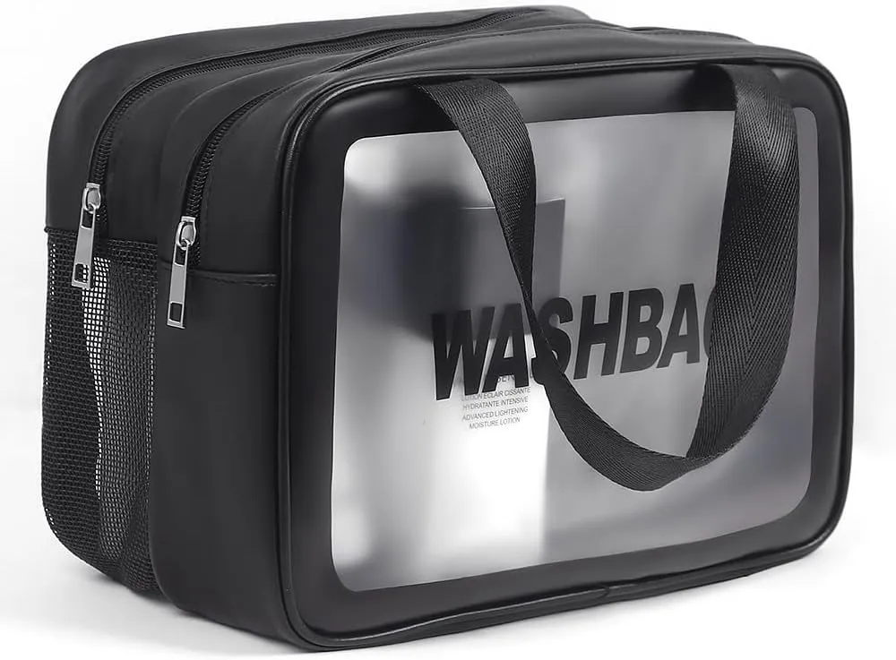 Travel Toiletry Bag for Women & Men - Large Capacity with Matte Translucent Window & Wet/Dry Pockets, Waterproof & Portable Organizer for Cosmetics,Gym & Shower Essentials