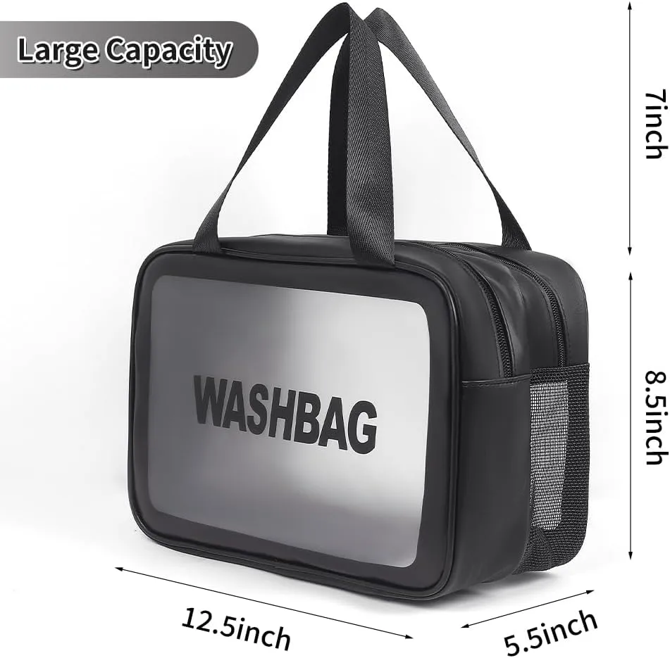 Travel Toiletry Bag for Women & Men - Large Capacity with Matte Translucent Window & Wet/Dry Pockets, Waterproof & Portable Organizer for Cosmetics,Gym & Shower Essentials
