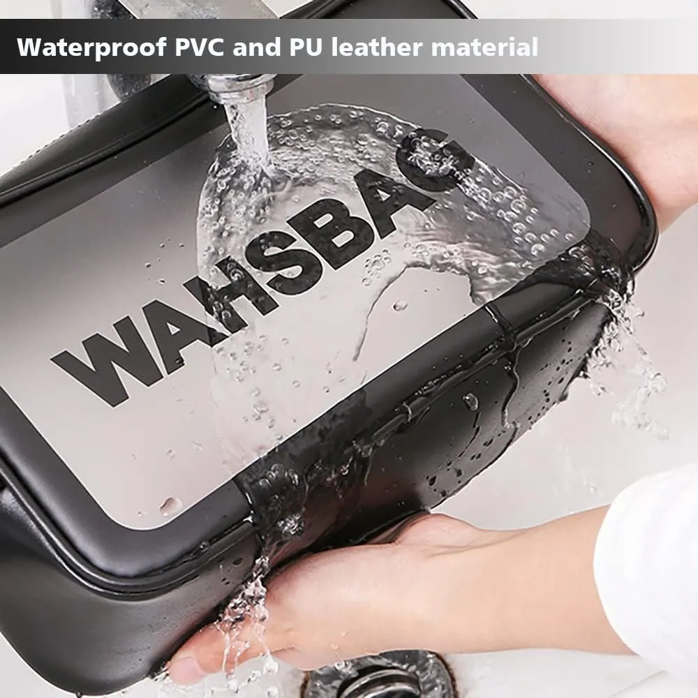 Travel Toiletry Bag for Women and Men, Matte Translucent Toiletry Bag with Handy Handle, Makeup Cosmetic Organizer Bag for Travel Toiletries Accessories (Black-XL)