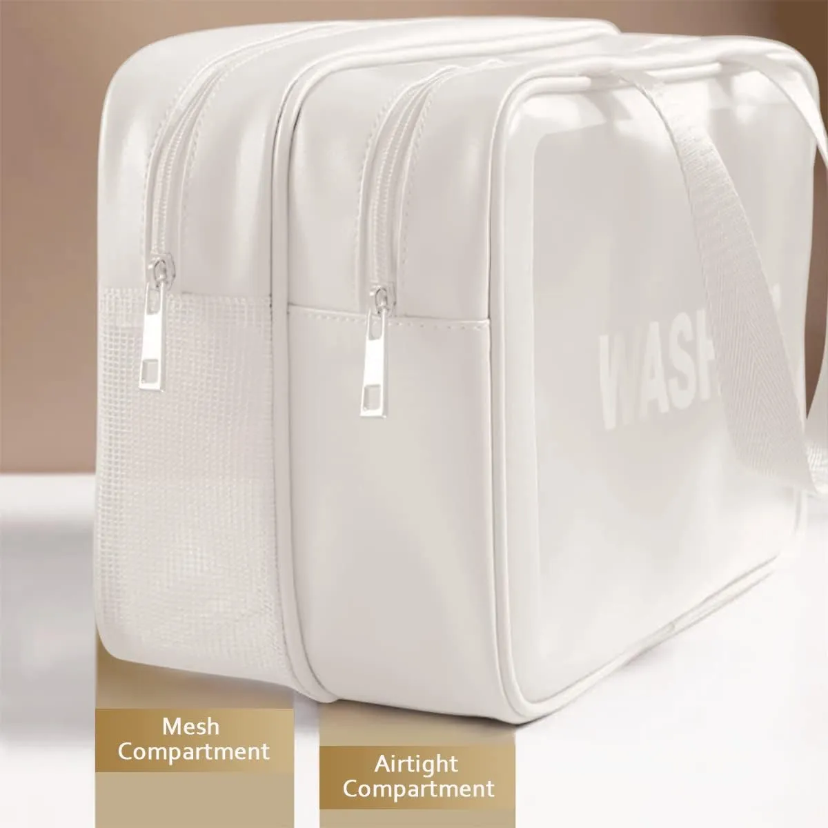 Travel Toiletry Bag for Women and Men, Matte Translucent Toiletry Bag with Handy Handle, Makeup Cosmetic Organizer Bag for Travel Toiletries Accessories (White-XL)