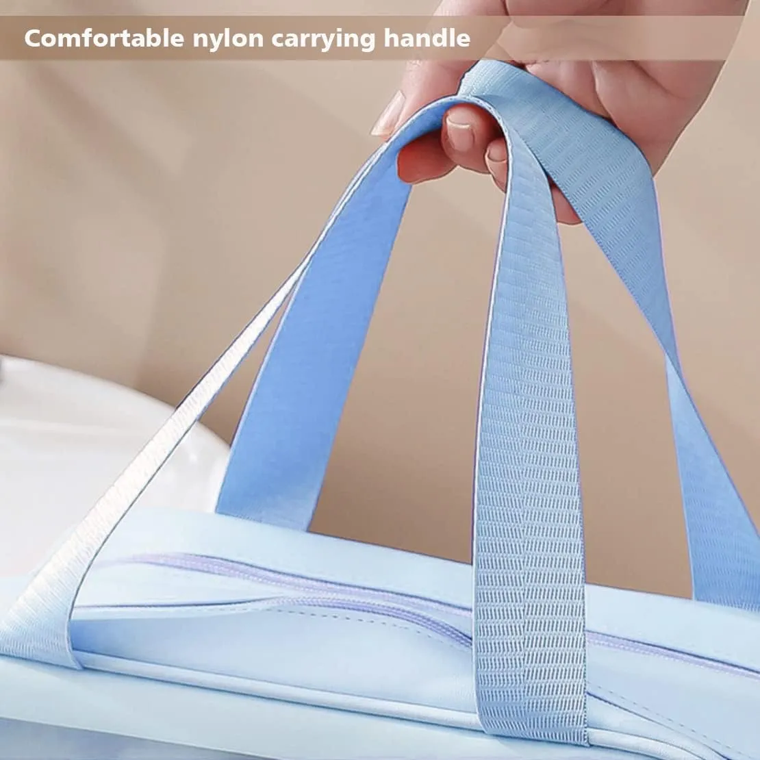 Travel Toiletry Bag for Women, Matte Translucent Toiletry Bag with Handy Handle, Makeup Cosmetic Organizer Bag for Travel Toiletries Accessories (Blue-XL)