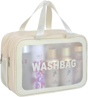 Travel Toiletry Bag for Women, Matte Translucent Toiletry Bag with Handy Handle, Makeup Cosmetic Organizer Bag for Travel Toiletries Accessories (White Bag)
