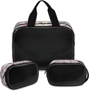 Travel Toiletry Bag for Women Men, American Independence Day Makeup Bag Large Tote 3 Pcs Translucent Cosmetic Bags Pouch for Toiletries Cosmetics Organizer