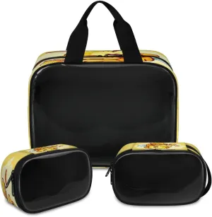Travel Toiletry Bag for Women Men, Cute Honey Bee Makeup Bag Large Tote 3 Pcs Translucent Cosmetic Bags Pouch for Toiletries Cosmetics Organizer
