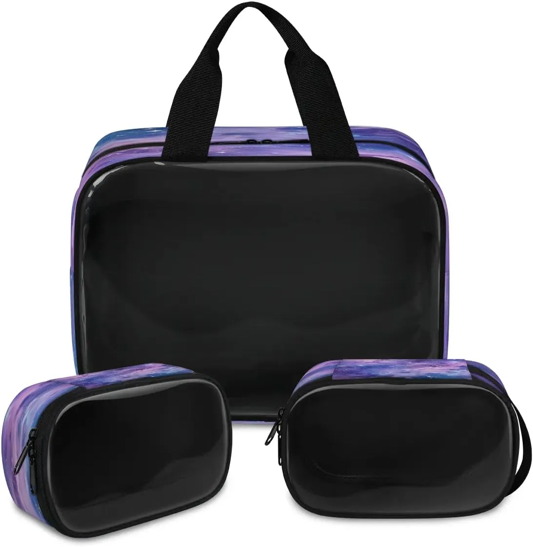 Travel Toiletry Bag for Women Men, Galaxy Space Nebula Makeup Bag Large Tote 3 Pcs Translucent Cosmetic Bags Pouch for Toiletries Cosmetics Organizer