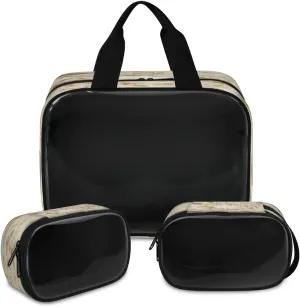 Travel Toiletry Bag for Women Men, Starfish Seashells Pattern Makeup Bag Large Tote 3 Pcs Translucent Cosmetic Bags Pouch for Toiletries Cosmetics Organizer