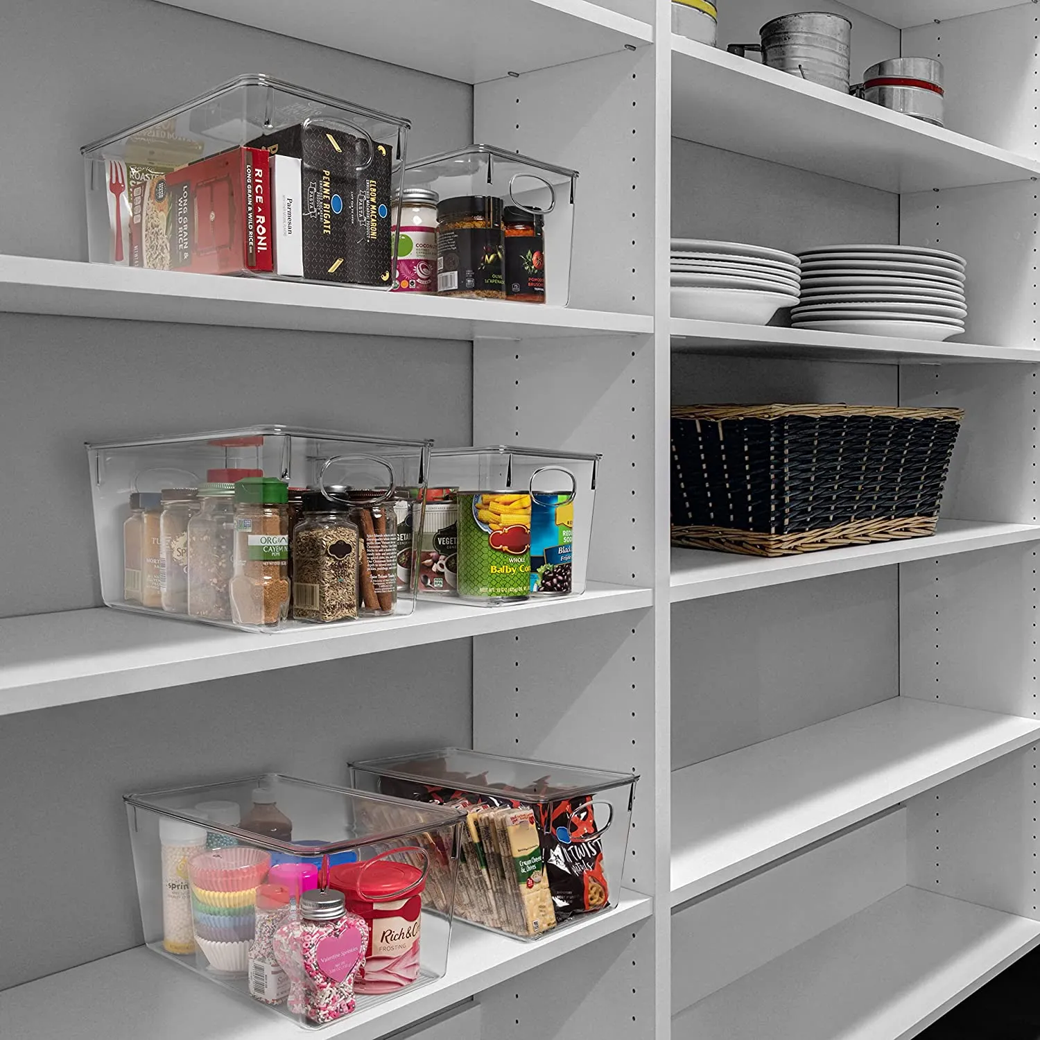 TREBLEWIND ClearSpace Plastic Storage Bins With lids – Perfect Kitchen Organization or Pantry Storage – Fridge Organizer, Pantry Organization and Storage Bins, Cabinet Organizers - 4 Pack