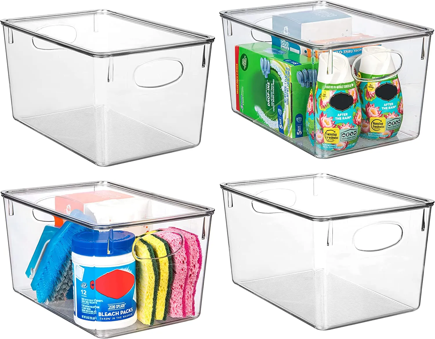 TREBLEWIND ClearSpace Plastic Storage Bins With lids – Perfect Kitchen Organization or Pantry Storage – Fridge Organizer, Pantry Organization and Storage Bins, Cabinet Organizers - 4 Pack
