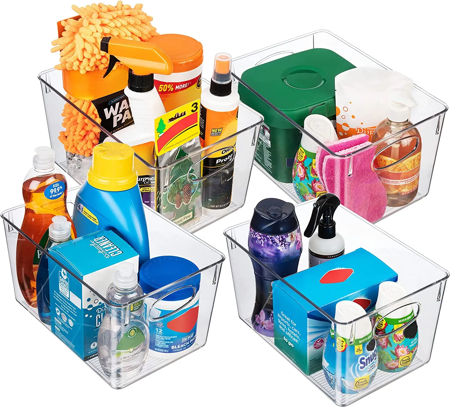 TREBLEWIND ClearSpace Plastic Storage Bins With lids – Perfect Kitchen Organization or Pantry Storage – Fridge Organizer, Pantry Organization and Storage Bins, Cabinet Organizers - 4 Pack
