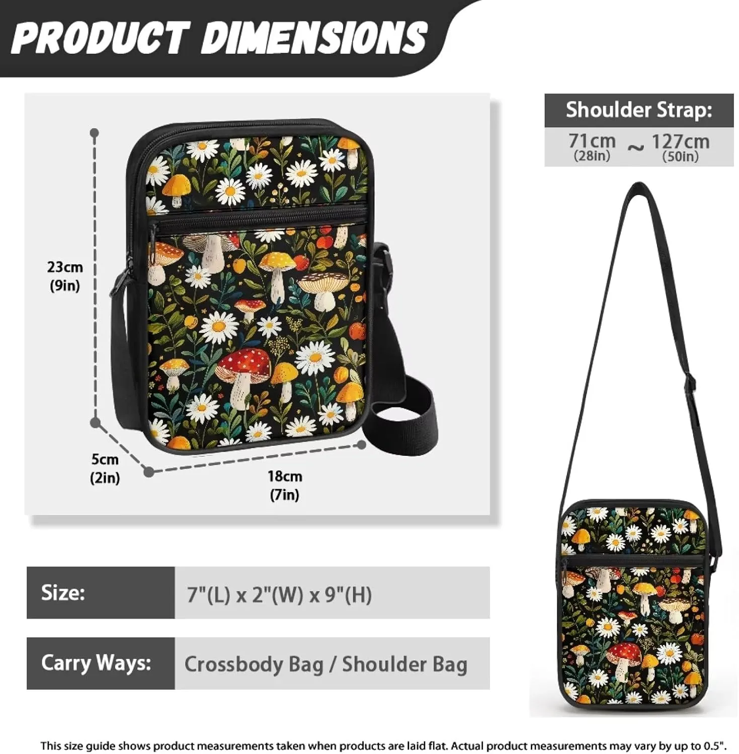 Trendy Crossbody Bag Sling Purse for Women Men Girls with Zipper Cute