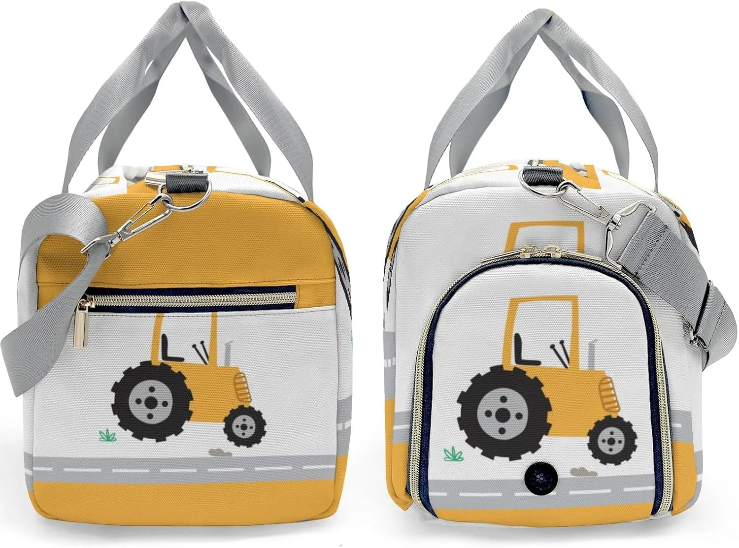 Truck Yellow Personalized Duffel Bag,Custom Travel Gym Bag with Name,Waterproof Sports Overnight Bag with Shoe Compartment & Shoulder Strap