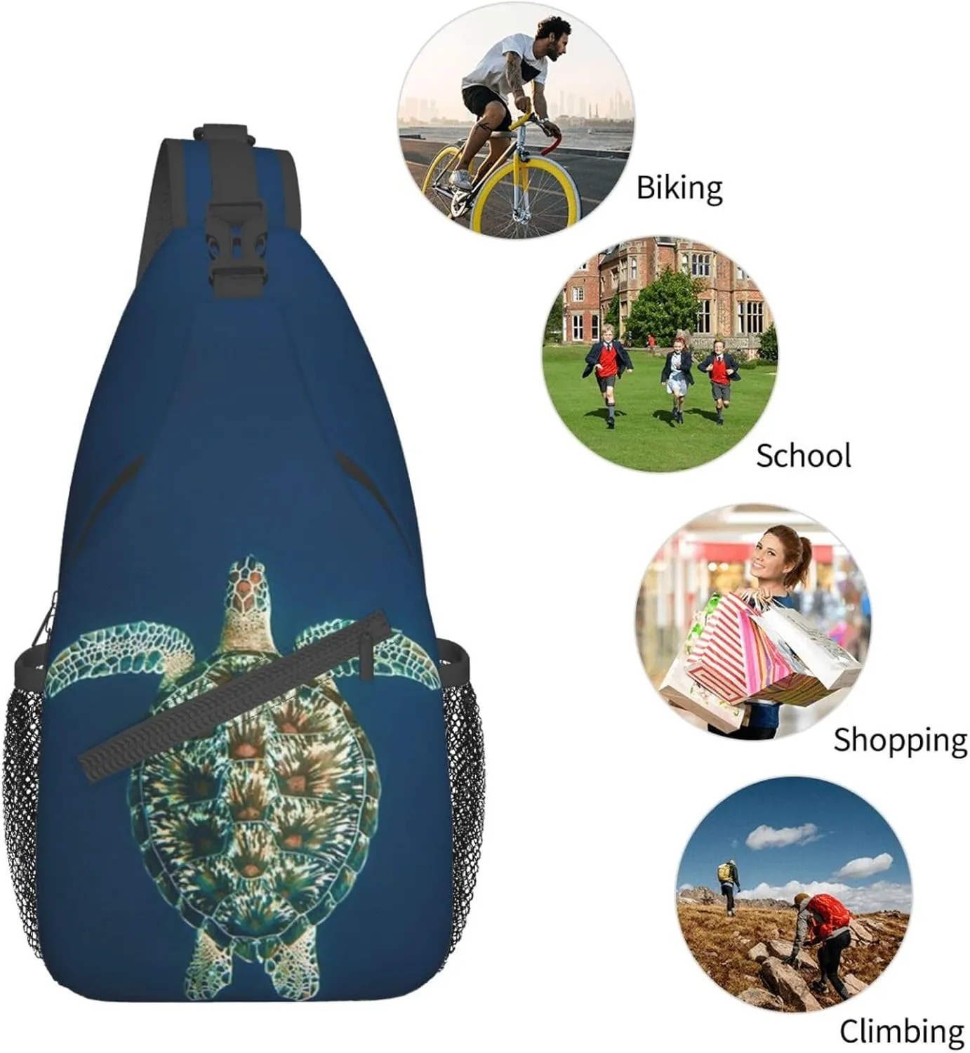 Turtle Shoulder Bag Sea Turtle Sling Backpack Daypack Casual Backpack Hiking Bag Beach Backpack Bag