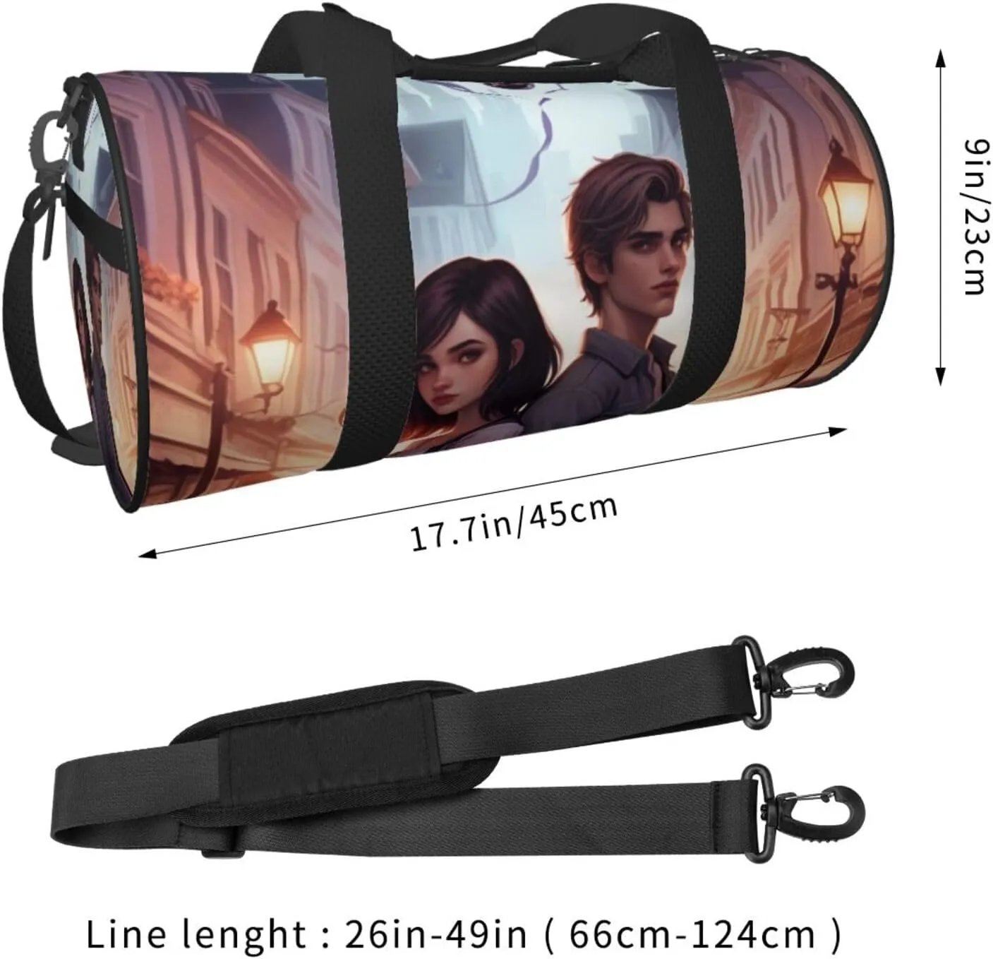 Twilight Serenade Printed Travel Bag,Round Personal Item Storage bag,Foldie Duffel Bag for Traveling Vacation,Fitness,Sports