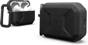 UAG Designed for AirPods Pro (2nd Gen 2022) Civilian Black, Premium Rugged Slim Water Resistant Full Protective Case Cover with Detachable Keychain Carabiner by URBAN ARMOR GEAR