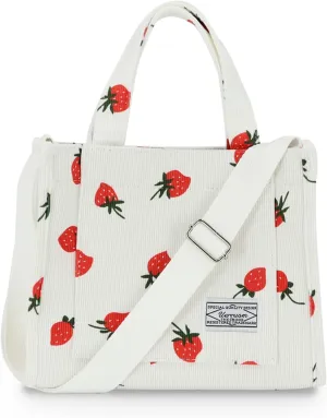 UERRUAM Corduroy Tote Bag for Women Work Crossbody Purse for Everyday,College,Travel,Lightweight Handbag Adjustable Strap