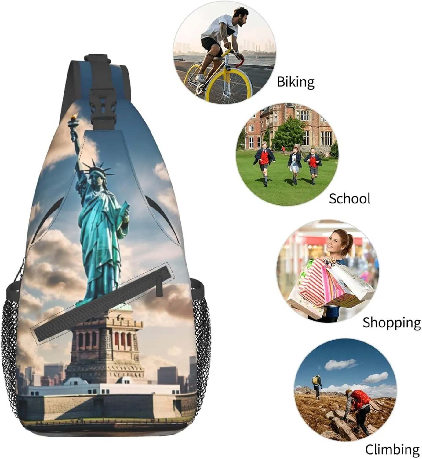 Ufo At Night Crossbody Bag Chest Shoulder Bag Small Casual Backpack Suitable For Women Men Hiking