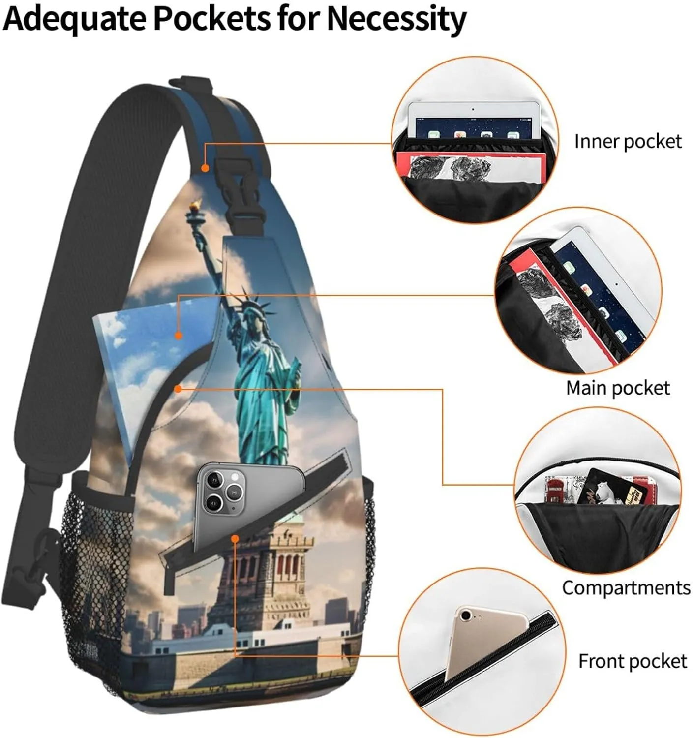 Ufo At Night Crossbody Bag Chest Shoulder Bag Small Casual Backpack Suitable For Women Men Hiking