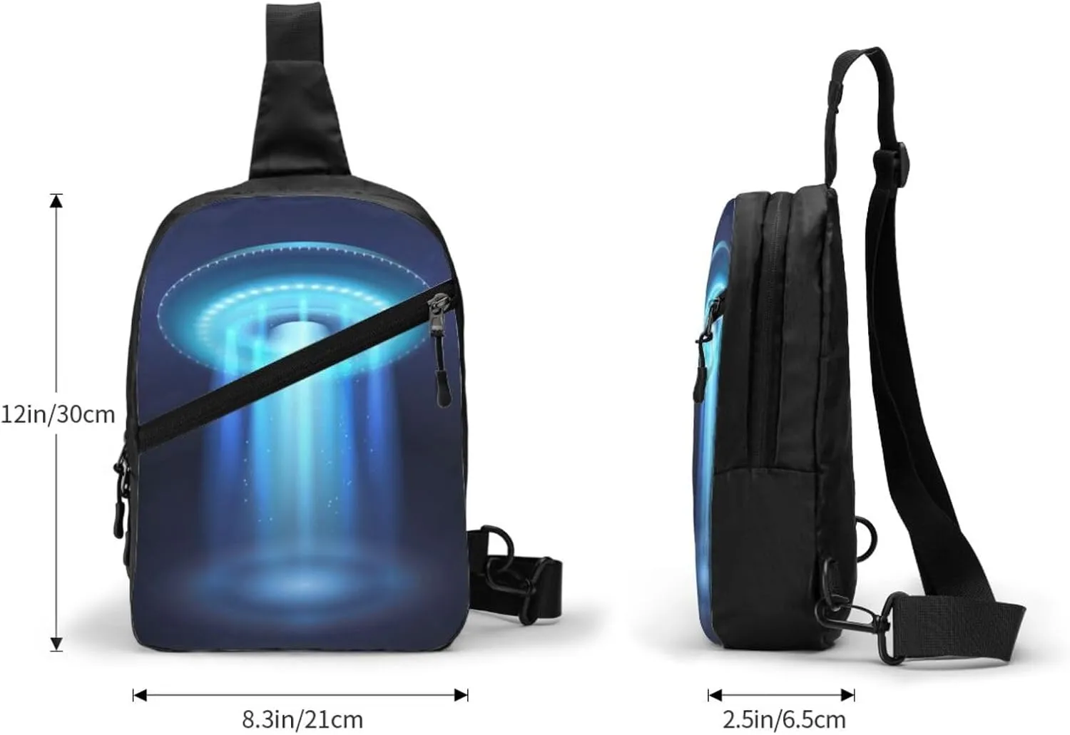 Ufo Space Ship Blue Sling Bag for Men Women, Small Crossbody Sling Backpack Shoulder Chest Bag, Anti Theft Travel Hiking Sports