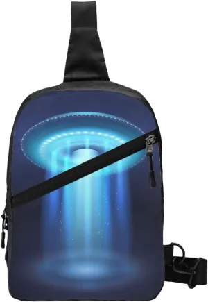 Ufo Space Ship Blue Sling Bag for Men Women, Small Crossbody Sling Backpack Shoulder Chest Bag, Anti Theft Travel Hiking Sports