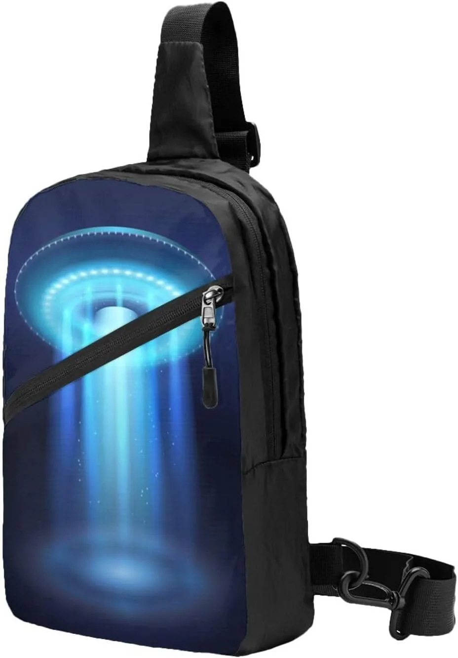 Ufo Space Ship Blue Sling Bag for Men Women, Small Crossbody Sling Backpack Shoulder Chest Bag, Anti Theft Travel Hiking Sports