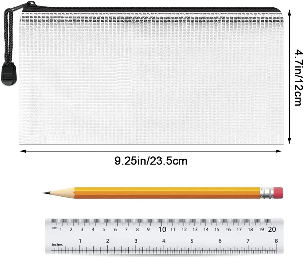 Umriox Pencil Pouches, 9.2 x 4.7 in (Black, 36 Packs), Clear Pencil Pouch Bulk, Pencil Bags with Zipper for Bill Stationary Cosmetics Travel Storage